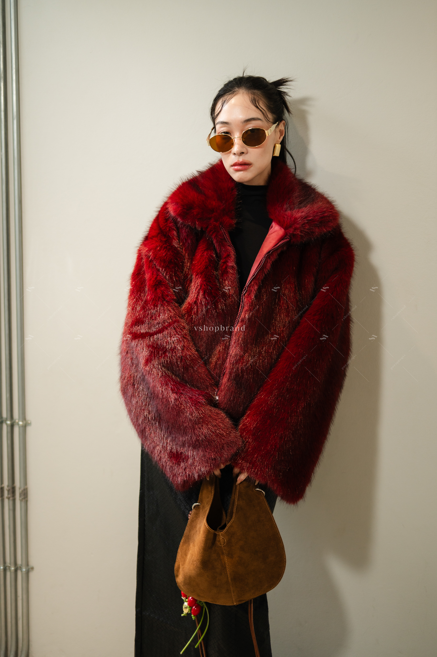 เสื้อคลุมขนเฟอร์ซิปหน้า