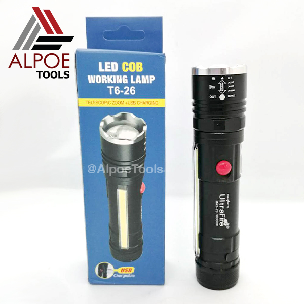 ไฟฉายแรงสูง หลอด T6 มีไฟข้าง มีแม่เหล็ก มาพร้อมอุปกรณ์ชาร์จ รุ่น JX-409