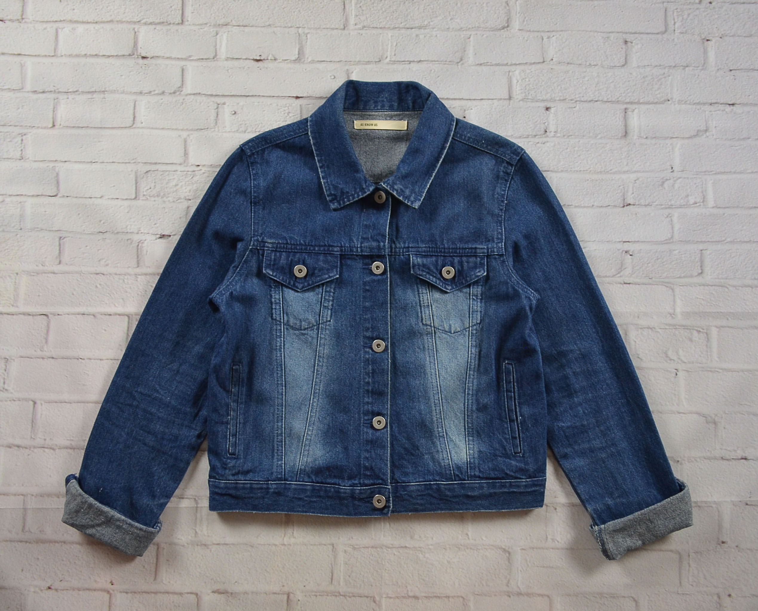 AS KNOW AS อกจริง37' (M) เสื้อแจ็คเก็ตยีนส์ เสื้อยีนส์แขนยาวหญิงชาย เนื้อผ้านุ่มใส่สบายใส่คลุม