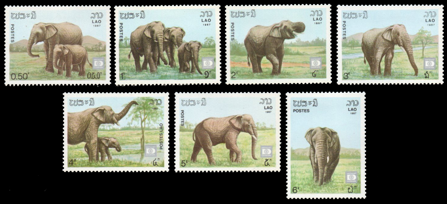 1987 International Stamp Exhibition "Hafnia '87" - Copenhagen, Denmark - Elephants
