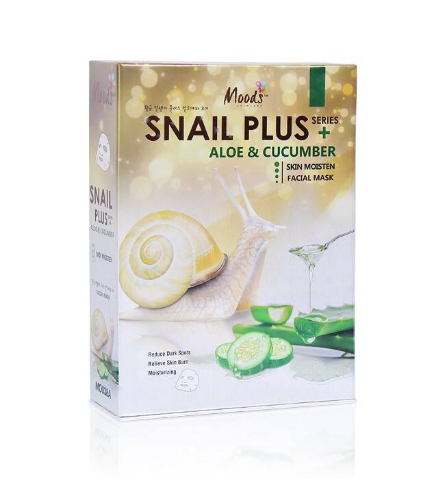 MOODS SNAIL PLUS SERIES ALOE & CUCUMBER SKIN MOISTEN FACIAL MASK 10x38มล.