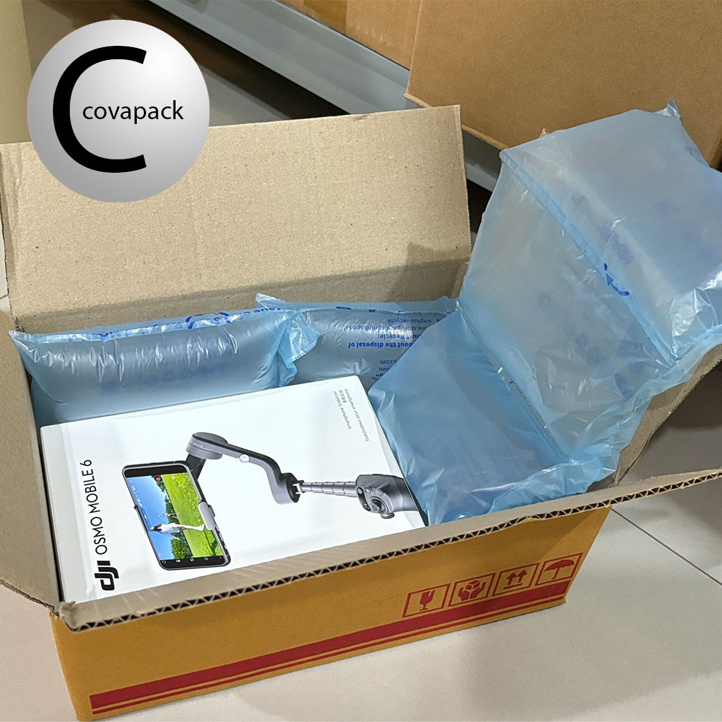 ถุงลมพลาสติกกันกระแทกเติมลมพร้อมใช้ ขนาด 20x12cm (หลังเติมลม 14 x 9 x พอง 5 cm) x 120 ชิ้น/กล่อง สีฟ้า