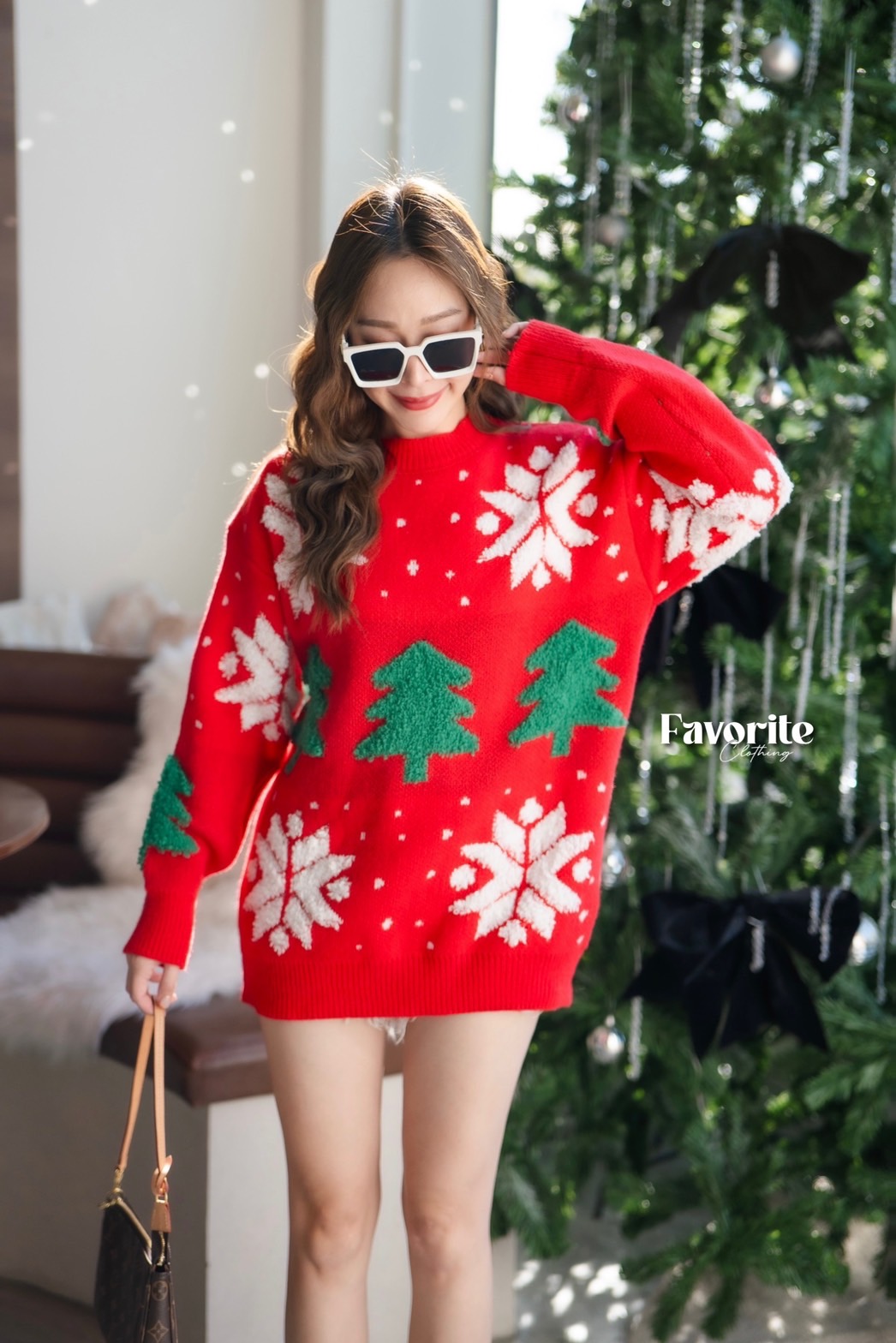 เสื้อไหมพรมแขนยาว❣️ เสื้อไหมพรมแขนยาวคอกลม ต้อนรับเทศกาลChristmas ดีเทลแต่งลายต้นคริสมาส3D น่ารักCutecute ห้ามพลาดเลย