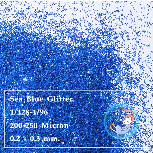 Color Blue : Sea Blue GLITTER สีฟ้าเข้ม ผงสะท้อนแสงขนาด (0.2-0.3 mm.)