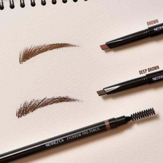 (1ชิ้น) Merrez'ca Natural Brow Pencil เมอร์เรก้า ดินสอเขียนคิ้วหัวตัด 0.3 กรัม