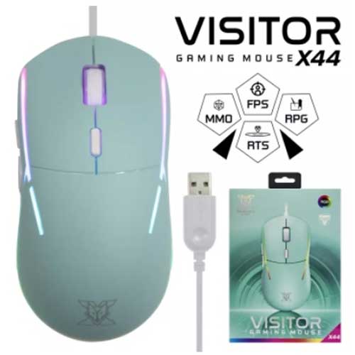 VISITOR X44 Nubwo Gaming Mouse ไฟ Spectrum Lightning/8000 DPI ปรับมาโครได้ MO-NW-OU-X44xx