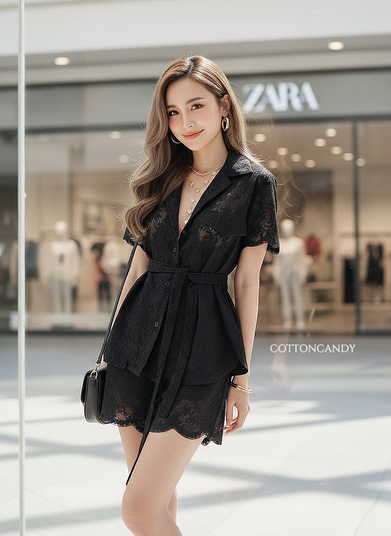 Tag#cottoncandy เซทลูกไม้ล่าสุด รุ่นนี้ทางร้านใช้ลูกไม้นำเข้าเนื้อดี ฉลุลายสวยมากๆ + พร้อมกางเกงขาสั้นงานส่งออกเกรดพรีเมี่ยม