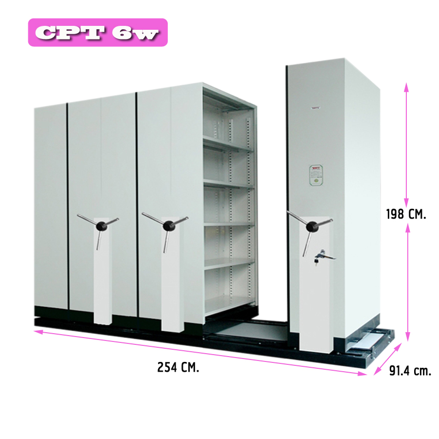 ตู้รางเลื่อน CPT 6W แบบพวงมาลัย 6 ตู้