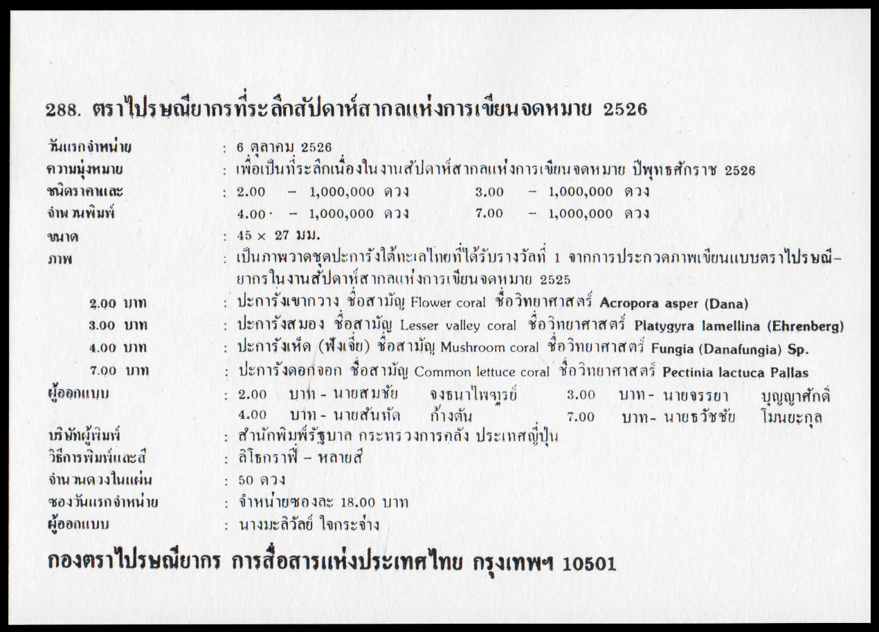 ซองวันแรกจำหน่ายชุดสัปดาห์สากลแห่งการเขียนจดหมาย 2526