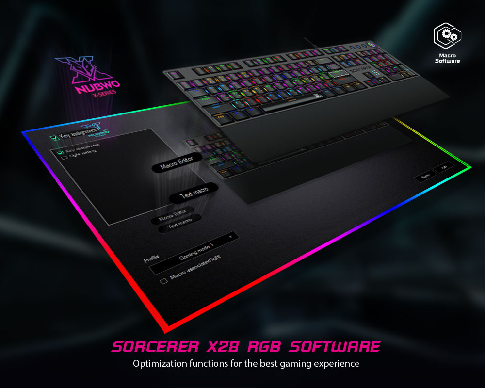 NUBWO Mechanical Blue Switch Gaming Keyboard Spectrum Lighting RGB EDITION [Black] X-28 SORCERER SKU-01742