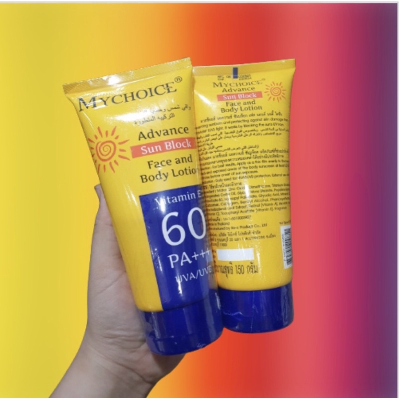 My Choice Advanced Sun Block Lotion 150 g โลชั่นกันแดดมายช้อยส์ กันแดด 2 IN 1 สำหรับผิวหน้าและผิวกาย