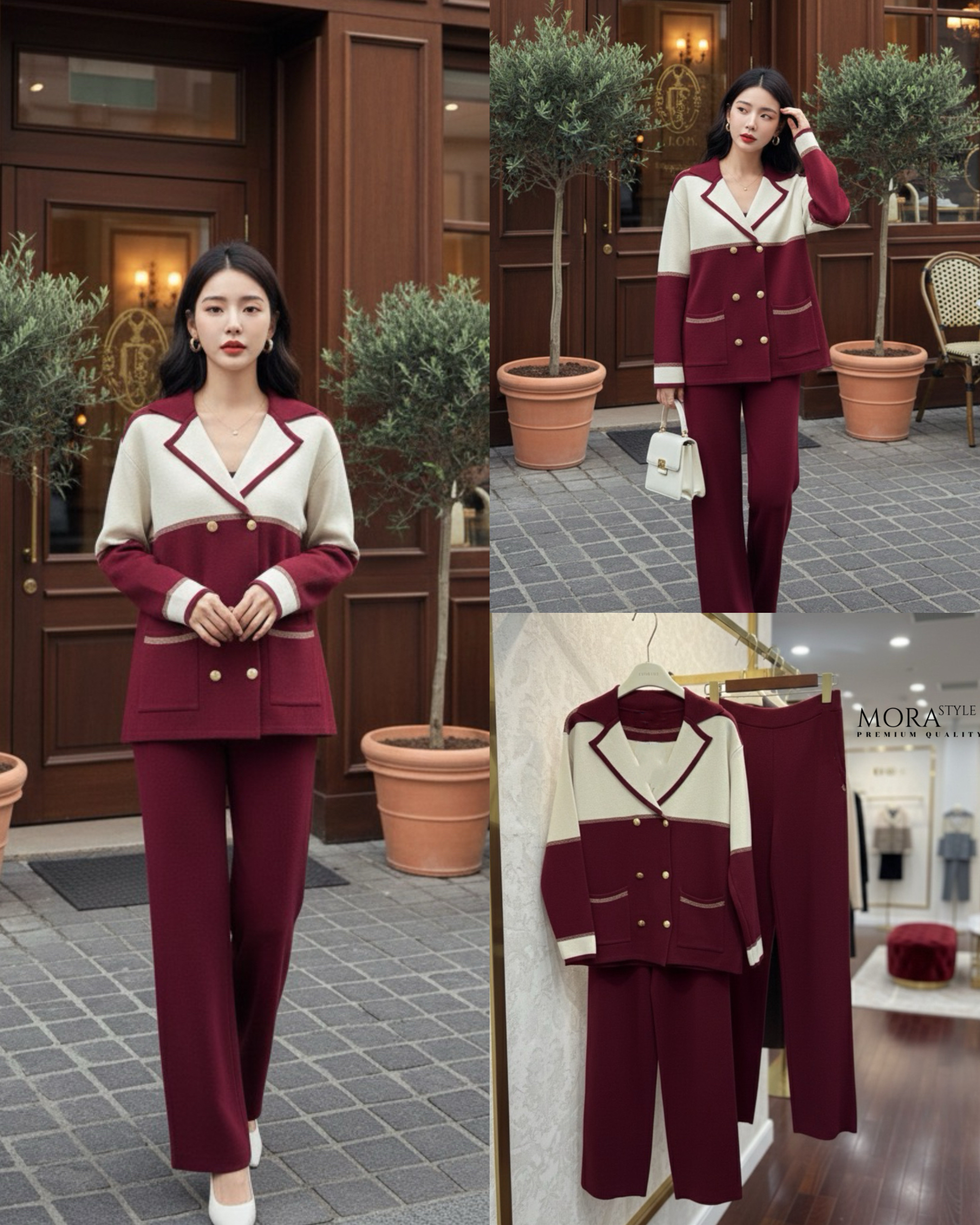 เซ็ตไหมพรม 2 ชิ้น เสื้อแขนยาวทูโทนแต่งกระดุมด้านหน้า มาพร้อมกับกางเกงขายาว ผ้าใส่สบายไม่ร้อน ใส่เที่ยวใส่ออกงานได้ เป็นอีกรุ่นที่ต้องมีติดตู้นะคะ Color : ตามภาพ