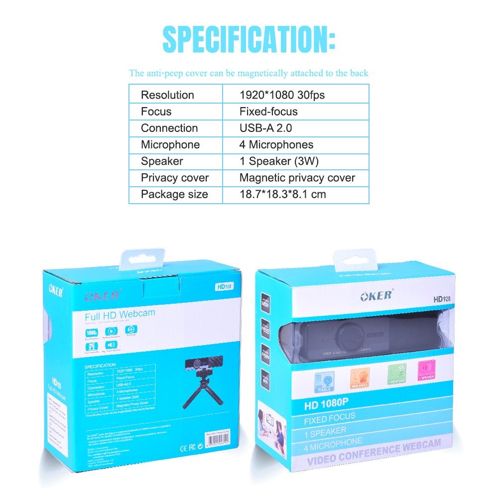 HD-928 OKER WEBCAM FULL 1080P CM-OK-HD-HD928-2