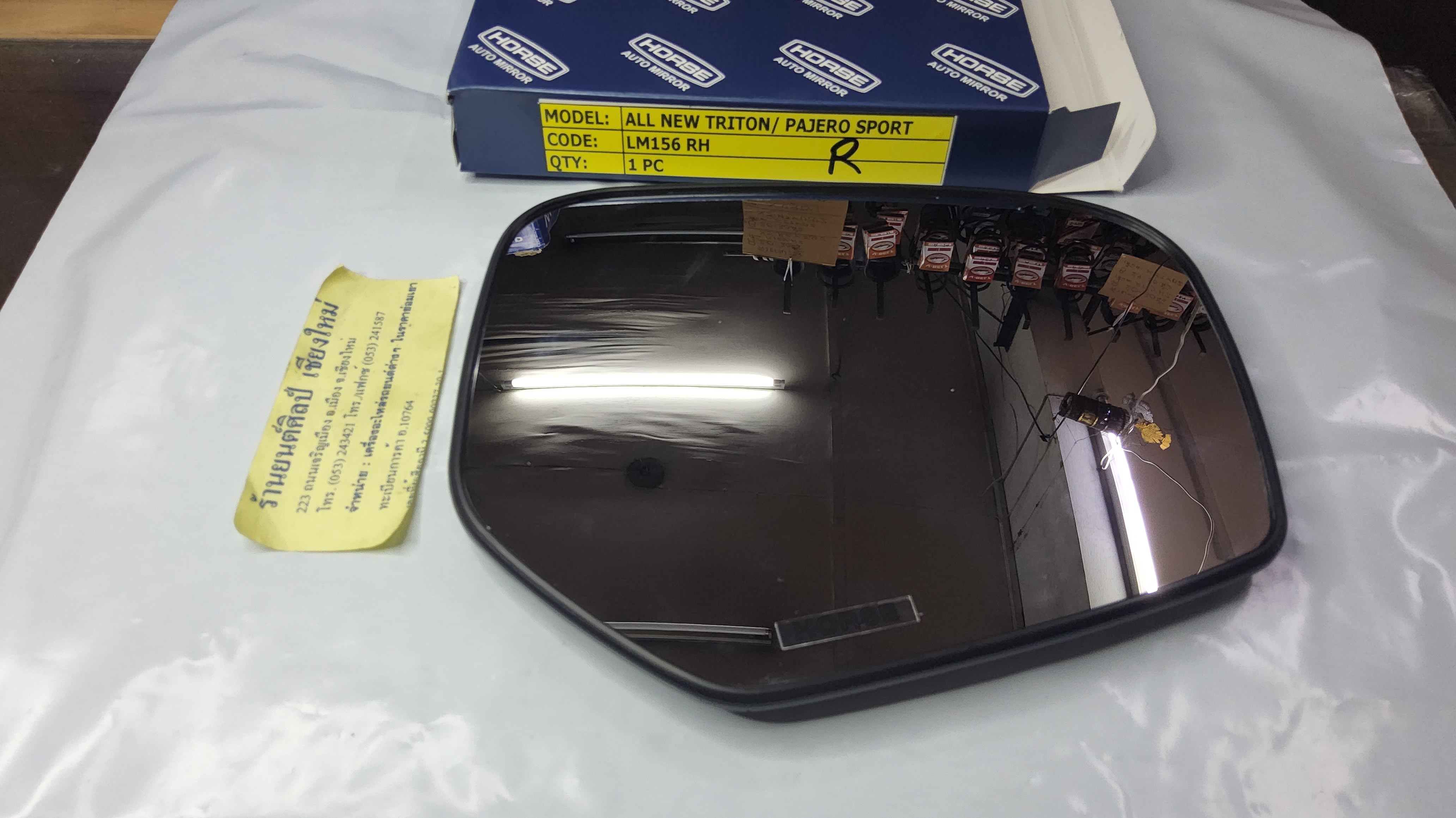 HORSE เนื้อ กระจกมองข้าง LM 156 ไทตั้น ALL NEW TRITON / PAJERO SPORT ขอบดำ มิตซุบิชิ MITSUBISHI ปรับมือ + ไฟฟ้า ข้างขวา RH พร้อมอุปกรณ์ติดตั้ง