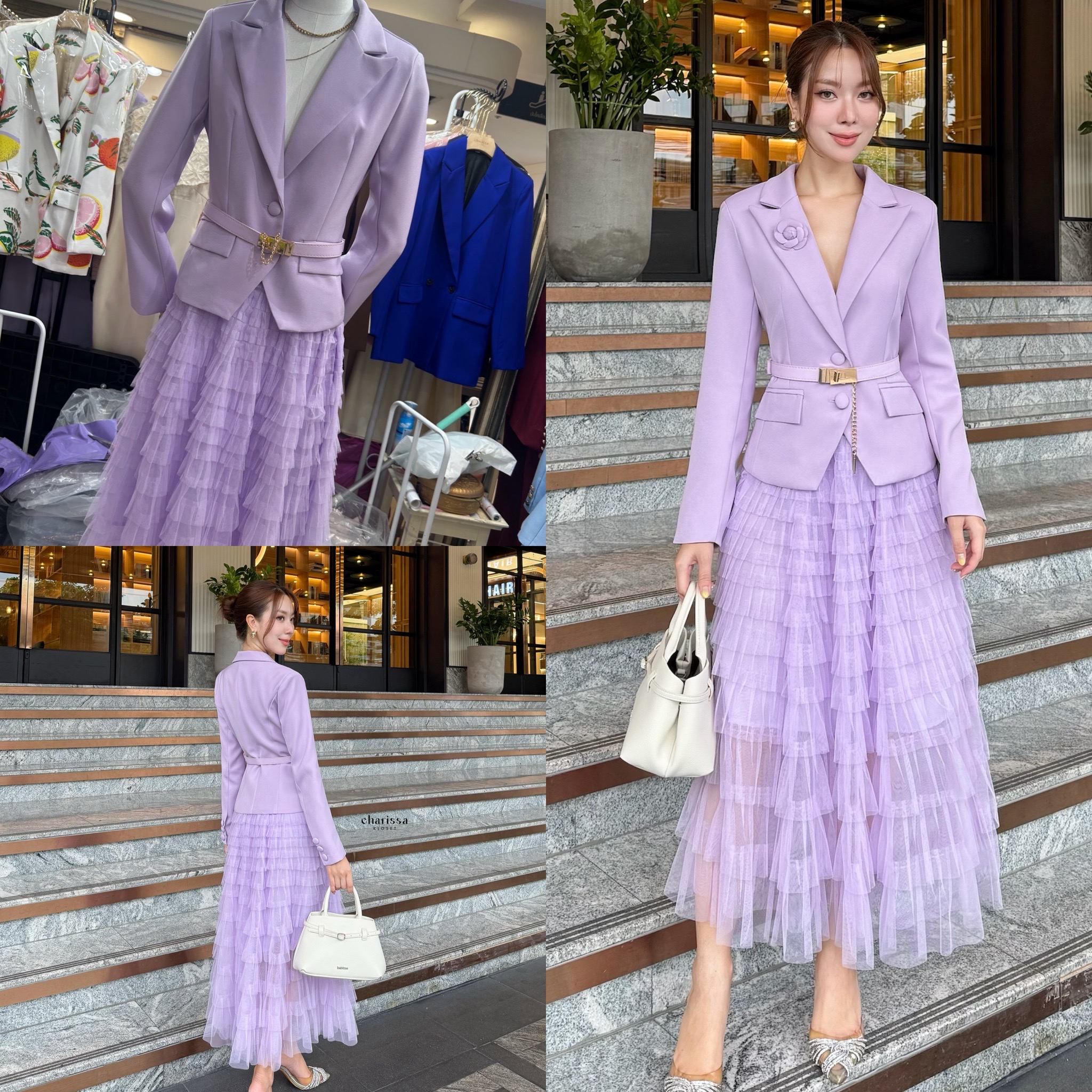 set Blazer+Skirt +เข็มขัด ลุคสวยผู้ดีสุดดด