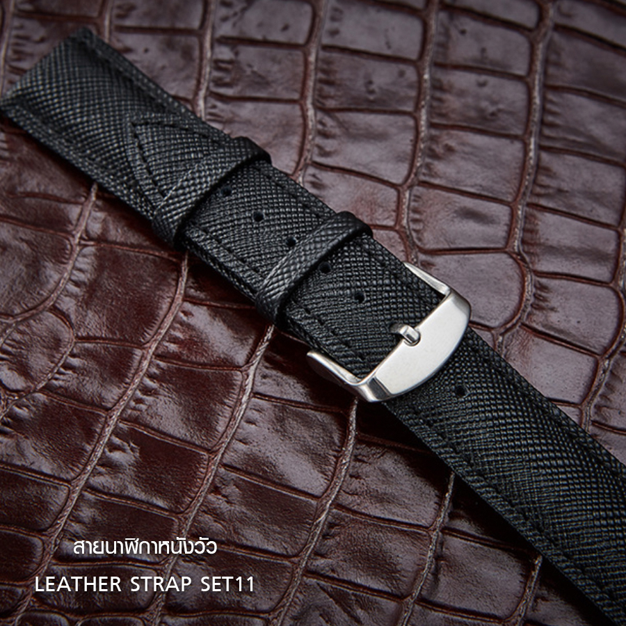 สายนาฬิกาหนังวัวปั๊มลาย Texture SET11 สีน้ำตาล SET10 Leather Watch Strap Brown ขนาด 20 , 22 mm