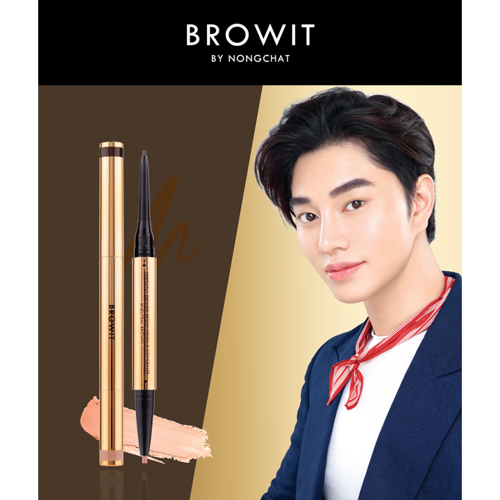 Browit Perfectly Defined Brow Pencil & Concealer 0.08g+0.05g ดินสอเขียนคิ้วและคอลซีลเลอร์ 2 in 1 น้องฉัตร