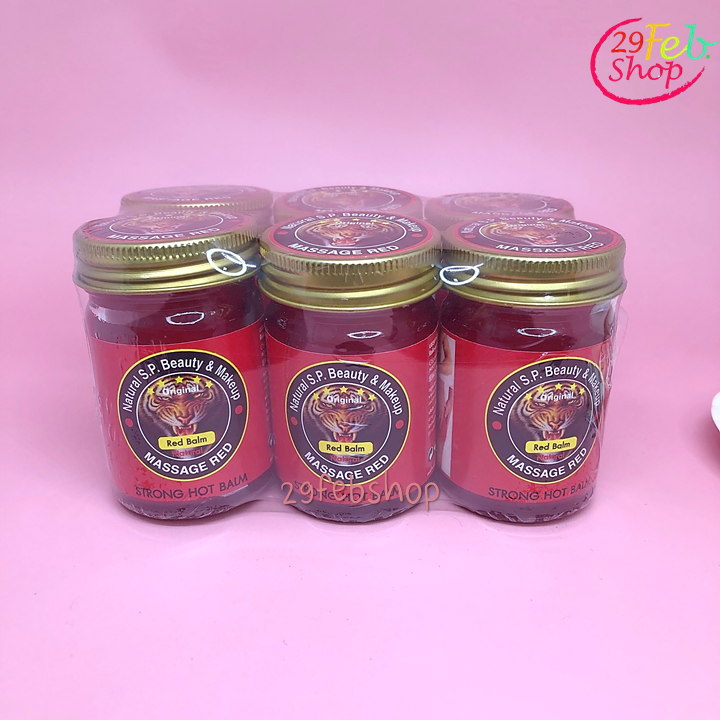 Natural S.P. Massage Red 50g x 6 ชิ้น บาล์มบรรเทาปวด