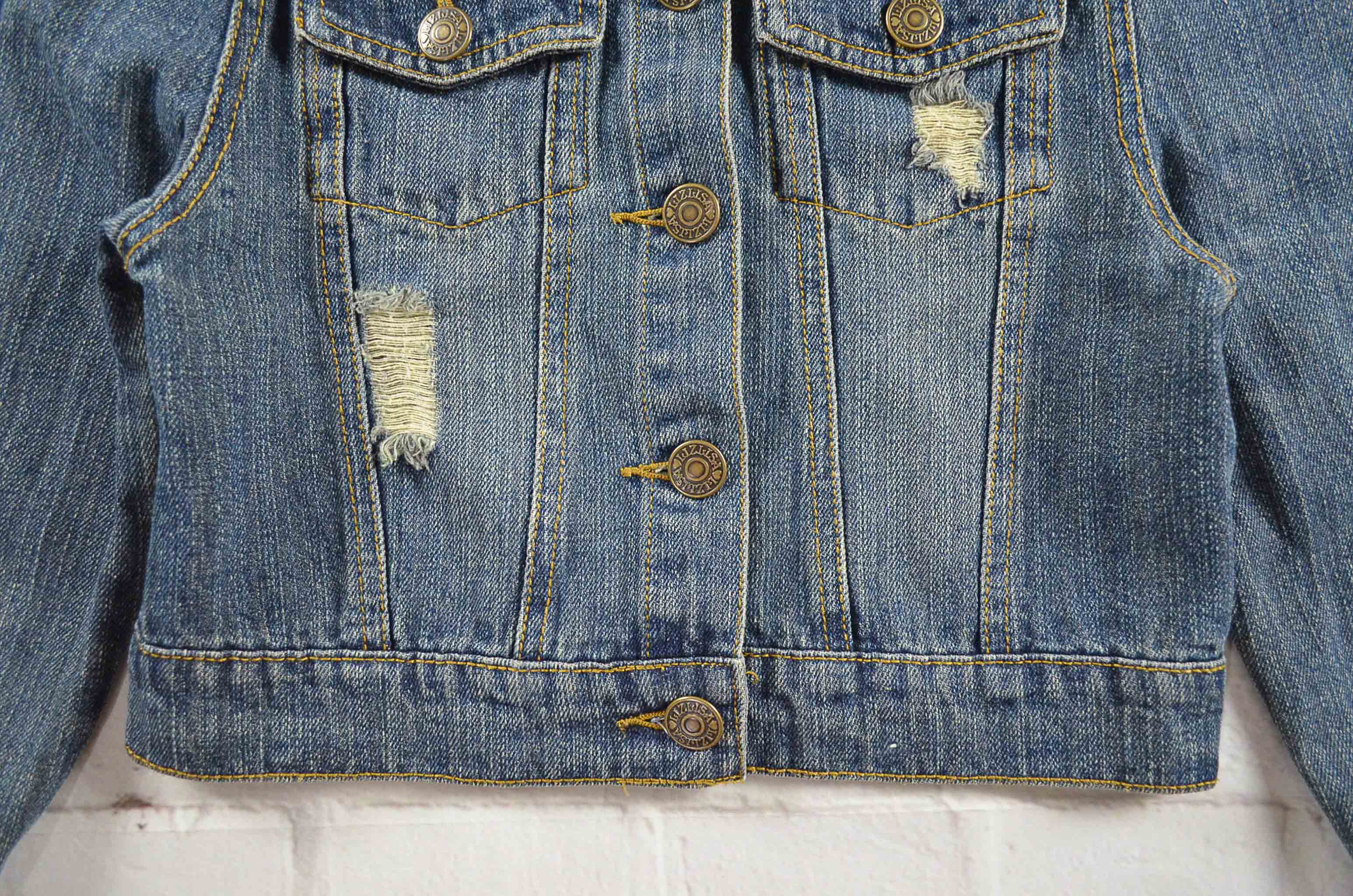 เสื้อเด็ก LIZLISA อกจริง30' (130) เสื้อแจ็คเก็ตยีนส์ เสื้อยีนส์แขนยาวหญิงชาย เสื้อยีนส์แต่งขาด ผ้านุ่มใส่สบาย