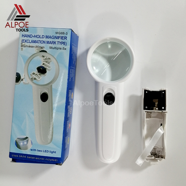 แว่นขยาย แบบด้ามจับ มีไฟ LED ใส่ถ่าน กำลังขยายเยอะ รุ่น MG6B