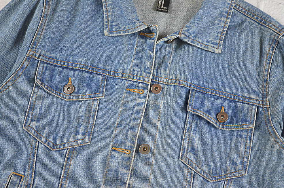 FOREVER 21 อกจริง39' (S) เสื้อแจ็คเก็ตยีนส์ เสื้อยีนส์แขนยาวหญิงชาย ผ้านิ่มไม่แข็งใส่สบาย ใส่คลุมกันแดด