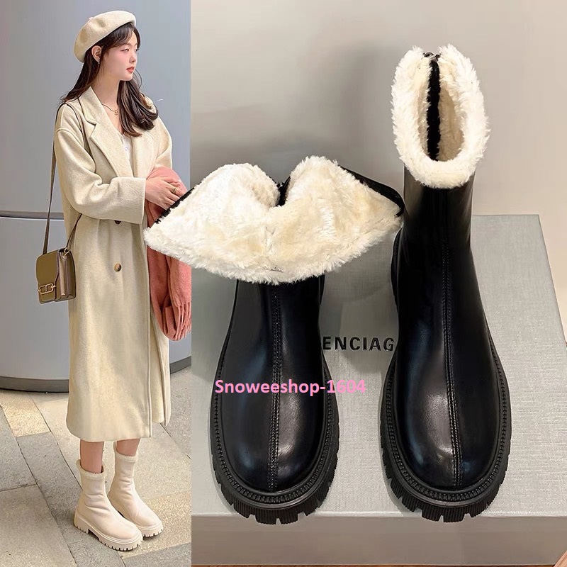 รองเท้าบูทมาร์ตินรองเท้าผู้หญิง บูทสั้นบุกำมะหยี่ บูทสำหรับใส่กันหนาวใส่ลุยหิมะ กันลม กันน้ำ กันลื่น มี 2 สี