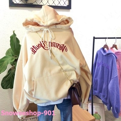 เสื้อฮู้ดกันหนาวบุขนหนาทรงเบสิคกระเป๋าคู่หนาเหมาะกับอุณหภูมิ 10 ถึง 20 องศา
