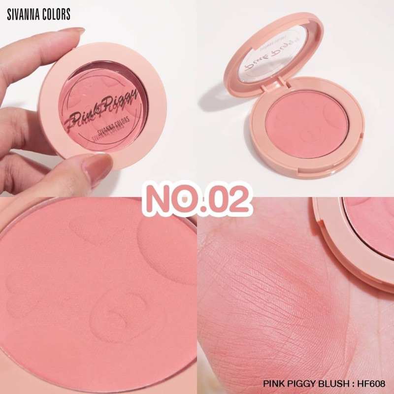 บลัชออน ลูกหมู ปัดแก้ม เนื้อฝุ่น SIVANNA COLORS PINK PIGGY BLUSH Hf608