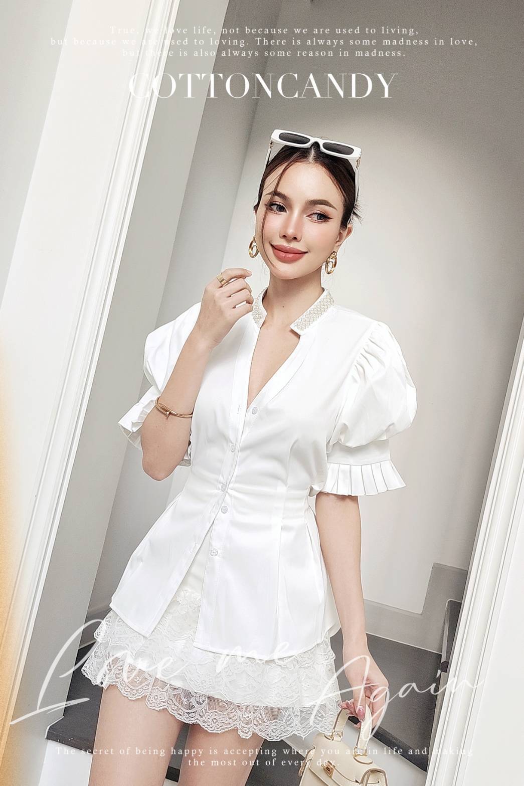 Tag# cottoncandy เสื้อรุ่นนี้ มันเริ่ดมากหรูหรา รุ่นนี้ล่าสุด Detail แต่งมุกที่ปกเสื้อ ใครใส่ก็สวย ใครใส่ก็ดูดี มีโบว์ด้านหลังผูกเข้าเชฟ ลูกค้าสามารถใส่แมทช์กับกางเกงหรือกระโปรงตัวโปรด บอกเลย ใส่สวยดูดีทุกคนแน่นอนคร่าาา