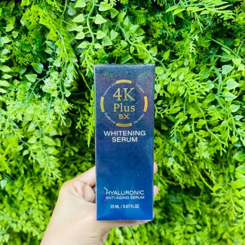 เซรั่ม 4K Plus 5X Whitening Serum 20 ml สูตรเข้มข้นด้วยส่วนผสมไฮยาลูโรนิค คอลลาเจน และวิตามินบี 3