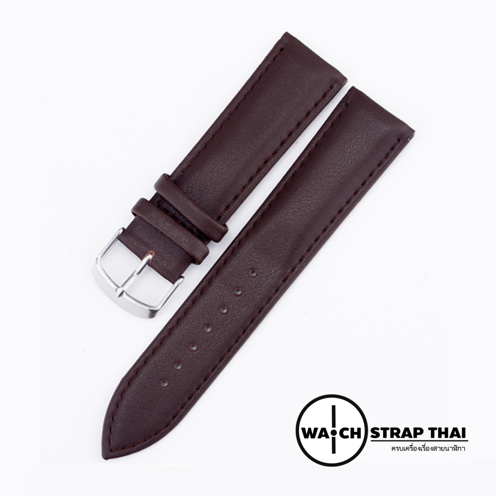 สายนาฬิกาหนังวัว Minimal Style Leather Watch Strap สีน้ำตาล Brown ขนาด 20 , 22 สำหรับ Rolex,Seiko,Omega