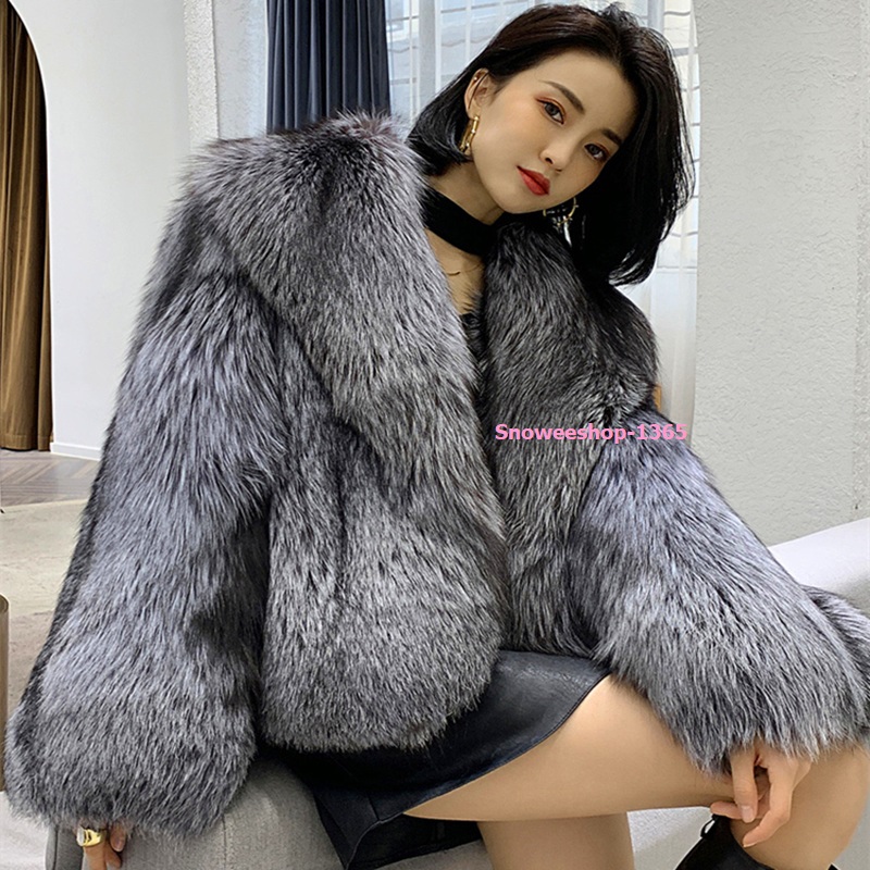 Fur coat เฟอร์โค้ทตัวสั้นแจ็คเก็ตโค้ทขนมิ้งหนา นุ่มนิ่มทั้งตัวใส่อากาศติดลบได้ขนเฟอร์สีเทาหนาพร้อมซับใน มีหลายไซส์