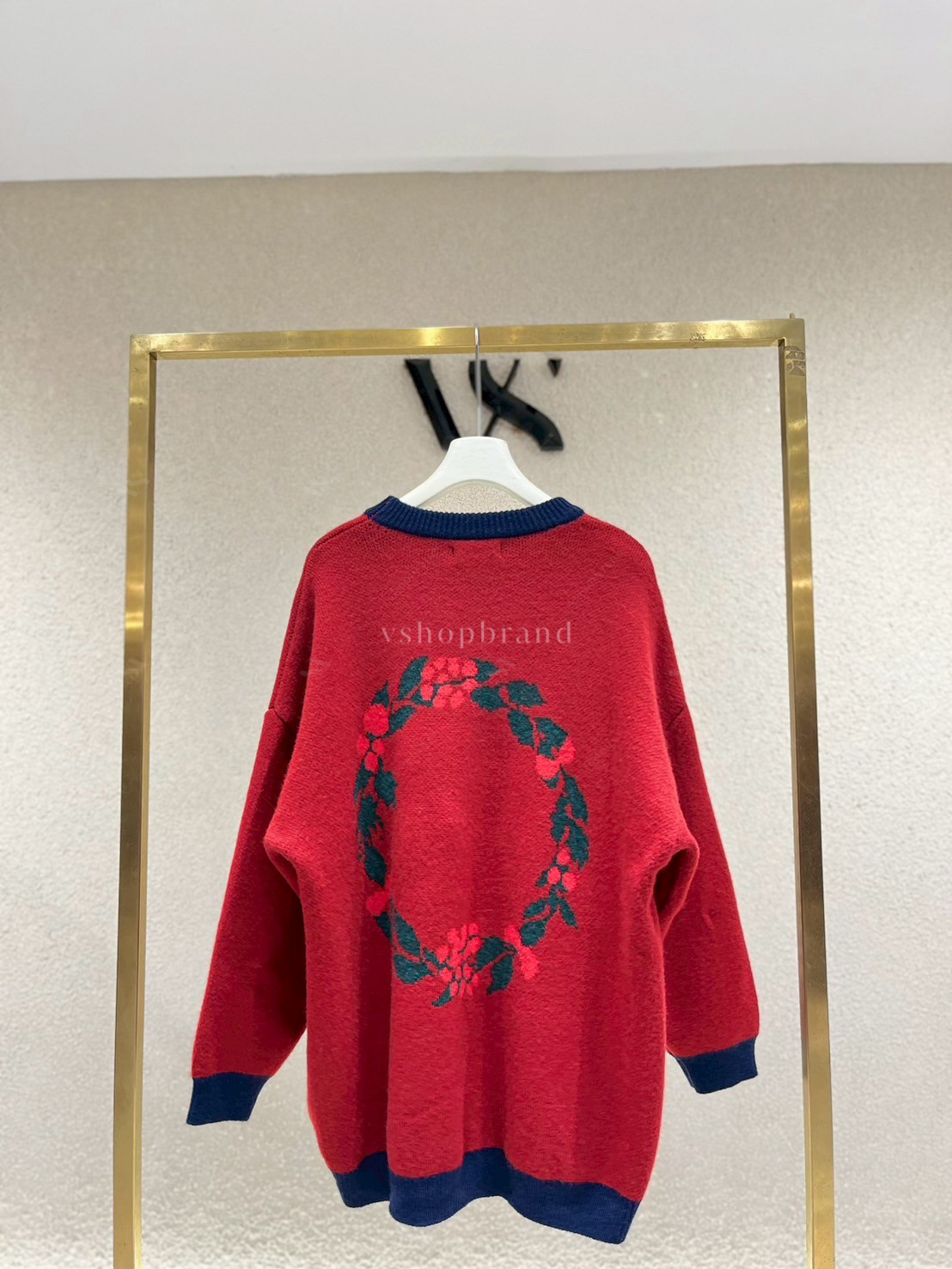 เสื้อกันหนาวไหมพรมคริสมาสขอบทูโทน + ตุ๊กตา