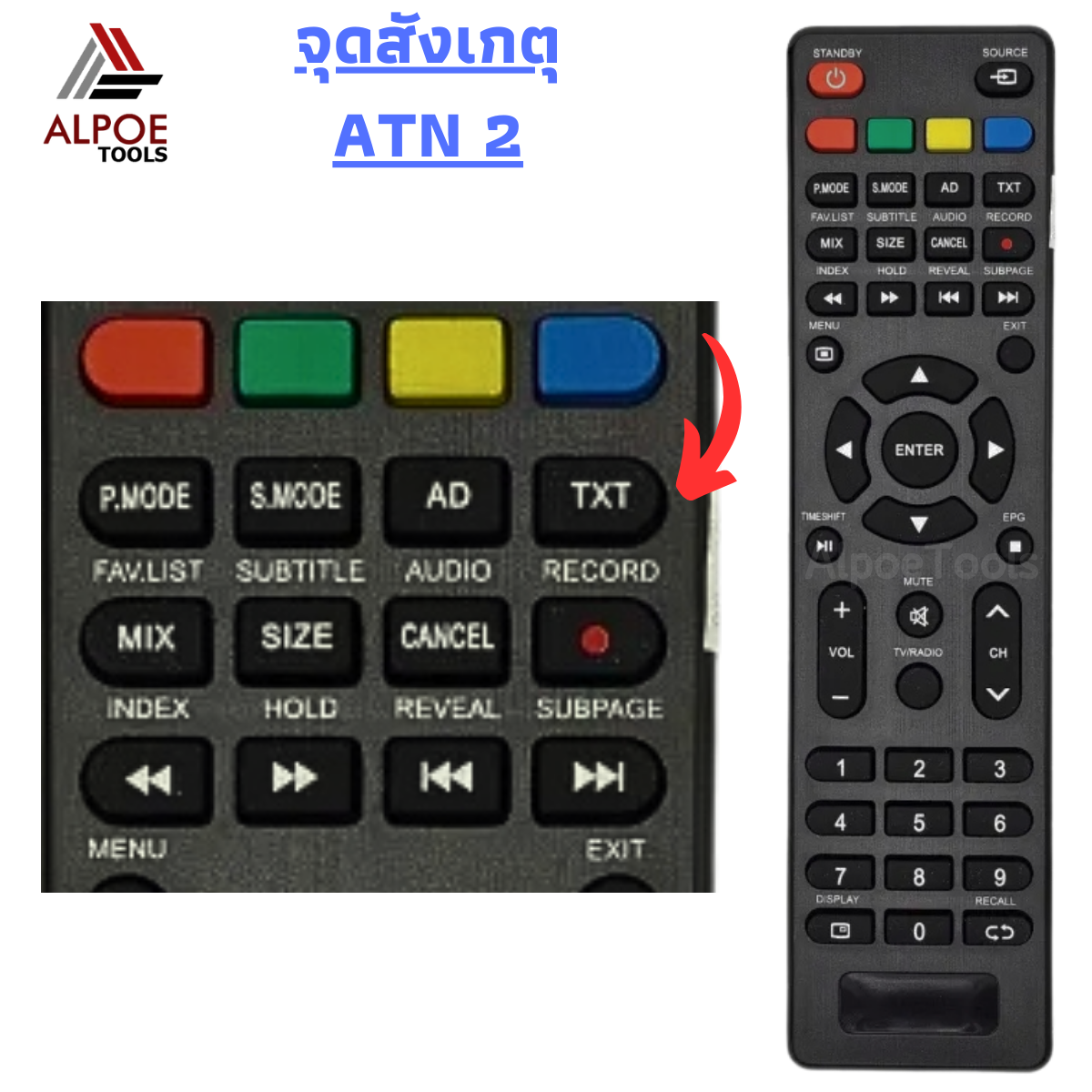รีโมททีวี Altron รหัส ATN สำหรับ LCD / LED TV รุ่น LTV-2202,LTV-2403,LTV-3202,LTV-3203