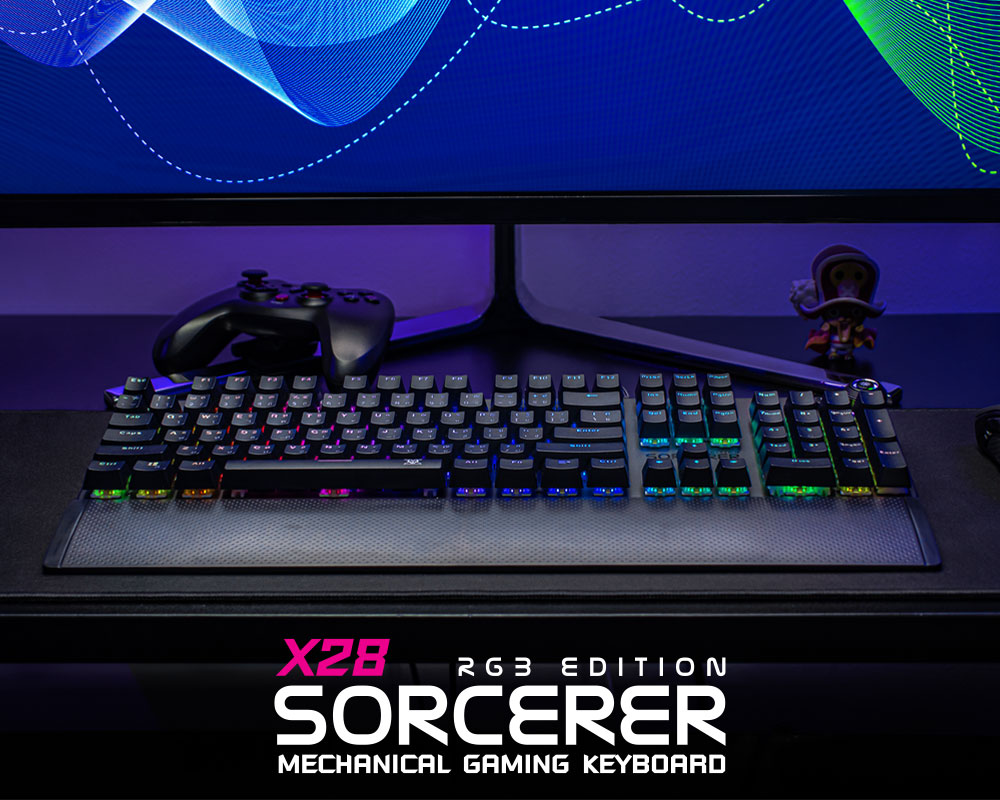 NUBWO Mechanical Blue Switch Gaming Keyboard Spectrum Lighting RGB EDITION [Black] X-28 SORCERER SKU-01742