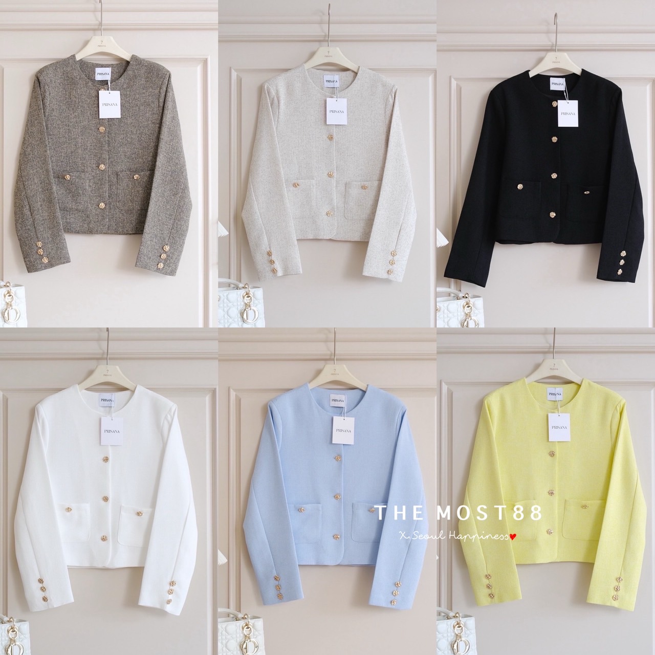 เสื้อคลุมสไตล์สูท งานผ้าทวีตเกรดแพง ใส่ไม่คันระคายผิว ตัดเย็บซับในแบบเดียวกับงานเบลเซอร์เกรดห้าง ดีเทลแต่งกระดุมโลหะสีทองสวยติดแกรม โอ้โหพลาดไม่ได้คร่าา งานจริงสวยเกินปกมากก
