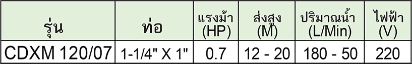 EBARA ปั๊มหอยโข่งสเตนเลส รุ่น CDXM 120/07