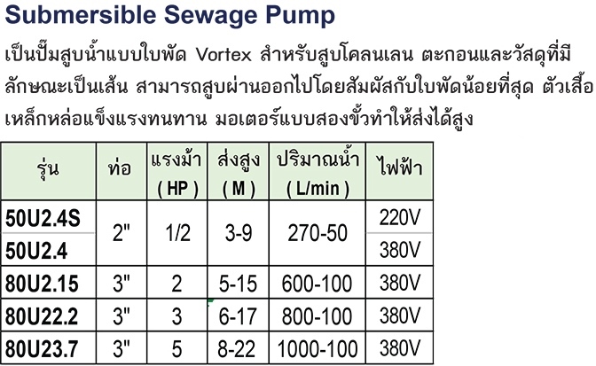 TSURUMI PUMP ปั๊มสูบน้ำ รุ่น 80U22.2 (พร้อม TOS)