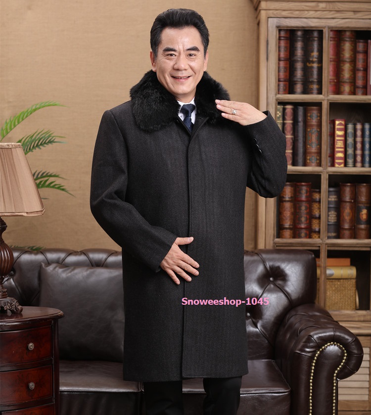 เสื้อโค้ทกันหนาวผู้ชายผ้าหนาซับในกำมะหยี่พร้อมปกเฟอร์ถอดแยกได้ มี 3 เฉดสี