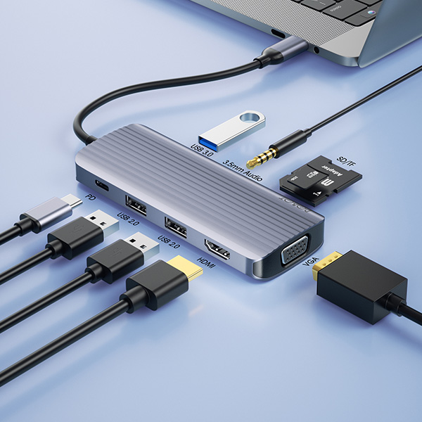 ROBOT HT590 INTERFACE USB-CHUB 6 IN1 (รองรับการชาร์ทเร็ว) SKU-02865