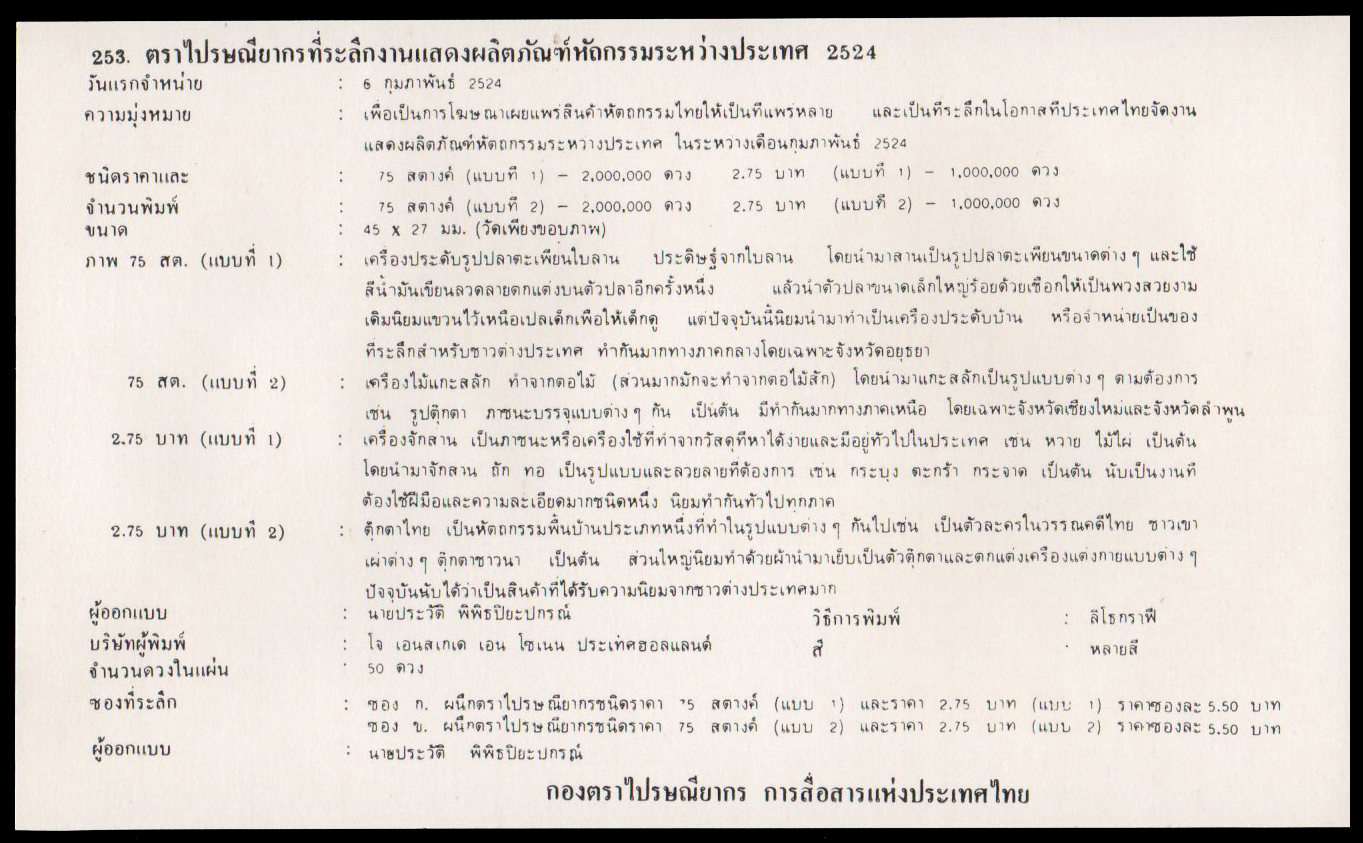 ซองวันแรกจำหน่ายงานแสดงผลิตภัณฑ์หัตถกรรมระหว่างประเทศ 2524