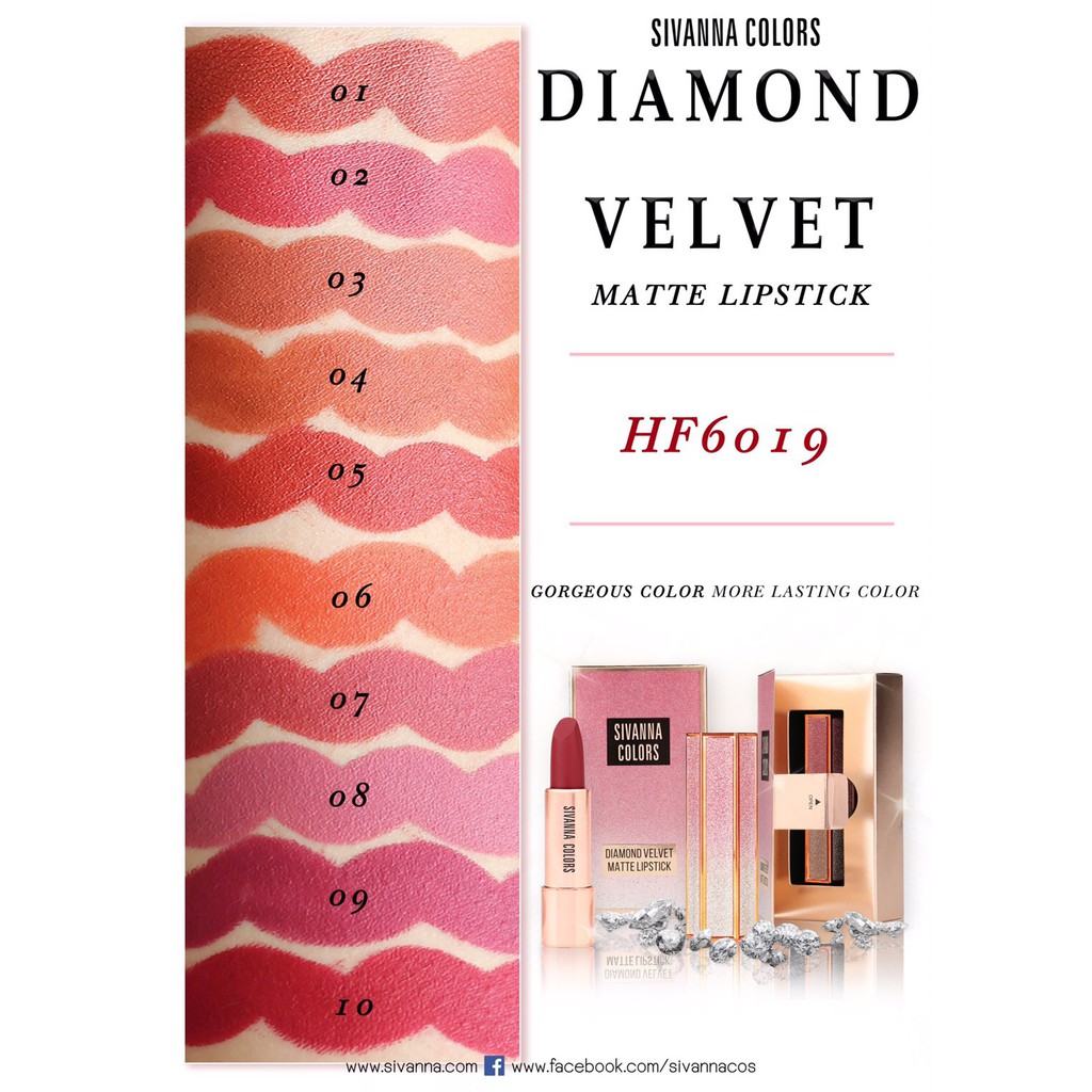 Sivanna Colors Diamond Velvet Matte Lipstick HF6019 ซีเวียน่า ลิปไดม่อน