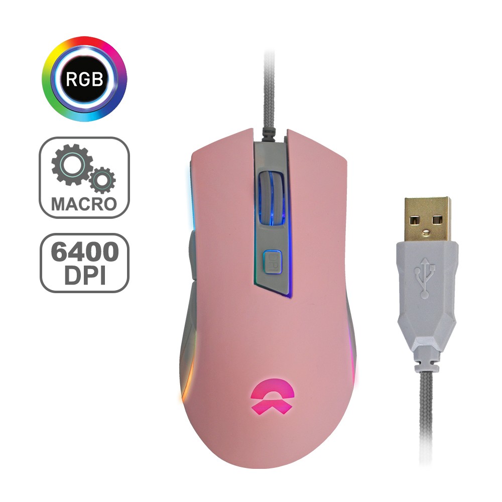 OKER G21 MOUSE MACRO USB 6400DPI ESPORTS PINK SKU-02950
