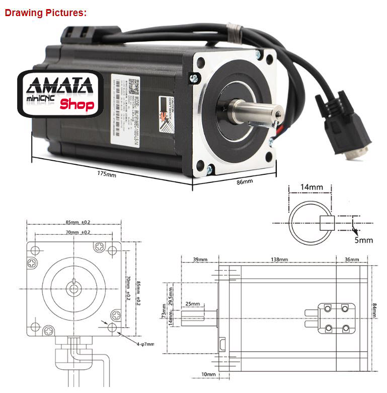NEMA 34 Closed Loop motor 12NM 6A 2-phase Hybrid + 2HSS86H Driver DC(40-110V) / AC(60-80V)