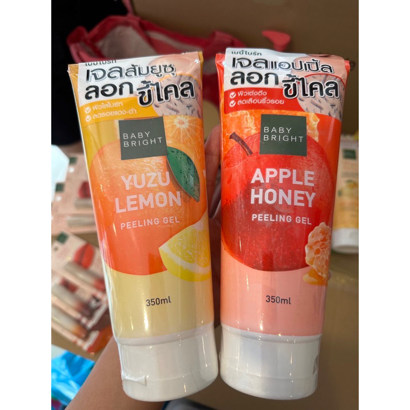 Baby Bright เจลขัดขี้ไคล 350 ml สูตร ส้มยูสุ เลมอน , แอปเปิ้ล น้ำผึ้ง เบบี้ไบร์ท Yuzu Lemon , Apple Honey Peeling Gel