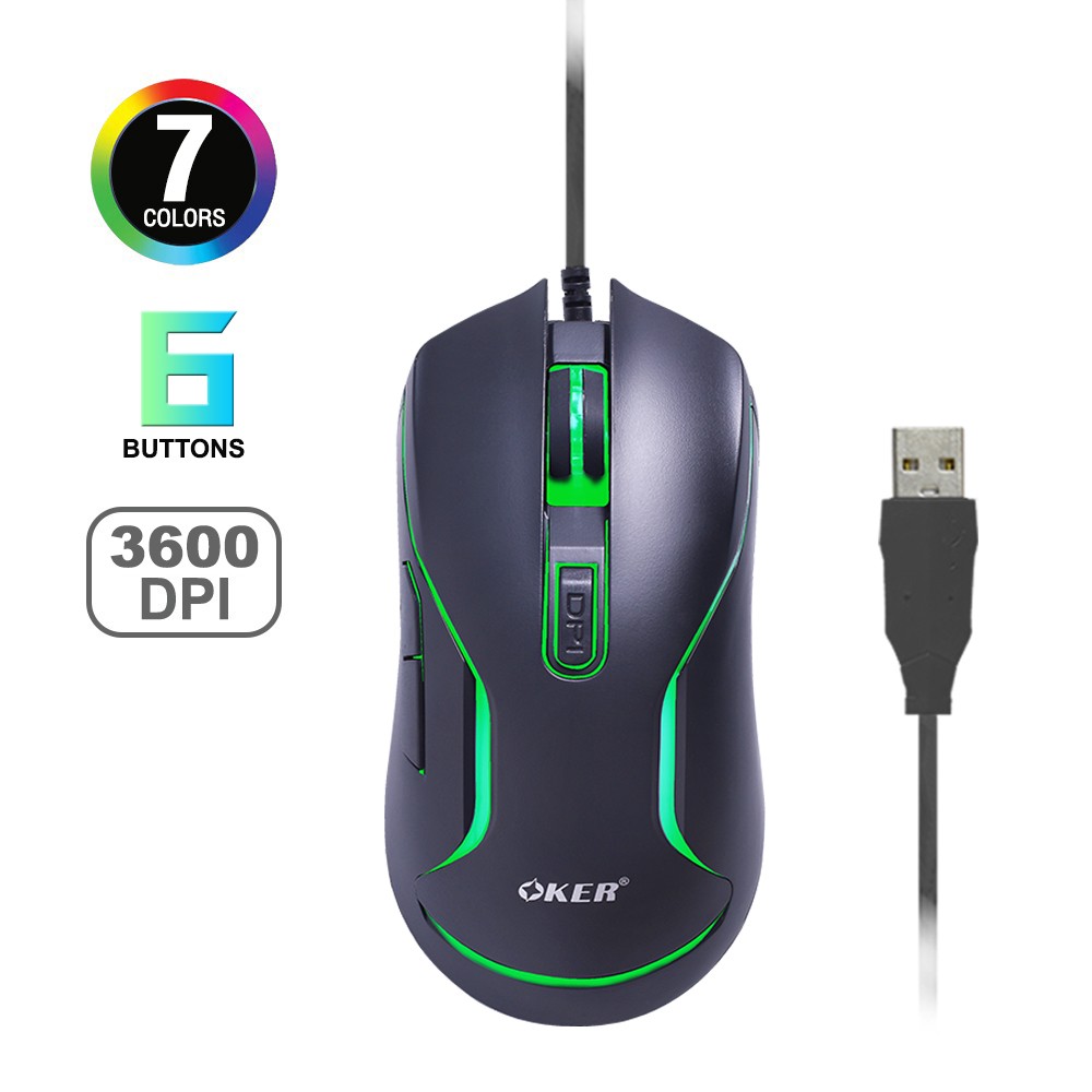 OKER X25 MOUSE USB 6D LED 1000DPI ไฟ7สี SKU-02947
