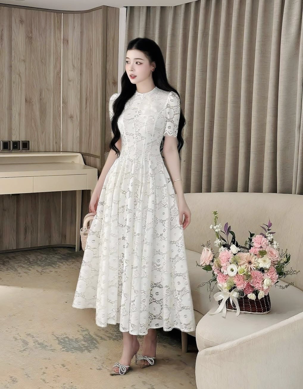 เดรสลูกไม้เนื้อนิ่มตัวยาว ลายลูกไม้สวยงาม ซับในนิ่มทั้งชุด ตีเกล็ดหน้าเพื่อความสวยงาม ชุดนี้ต้องมีน๊าสายงานบุญใส่ได้ตลอดเลยค่า #parnwadcollection #ชุดงานบุญ #ชุดไทย #ชุดไปวัด #งานตามหา