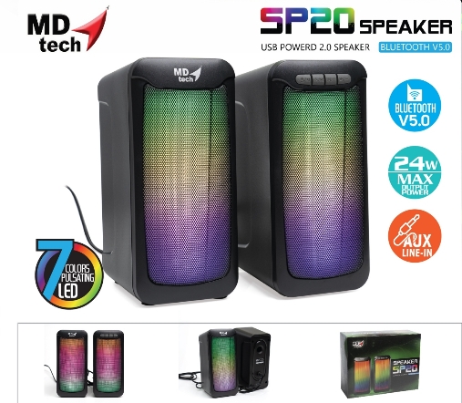 SP-20 MD-TECH SPEAKER USB 6Wx2 BLUETOOTH SP-MD-20-20BLA