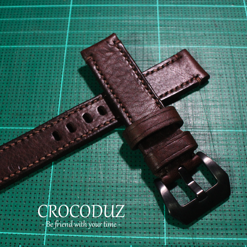 สายนาฬิกา สายนาฬิกาหนังวัว ฟอกฝาด Genuine Leather Strap มีสี Dark Brown