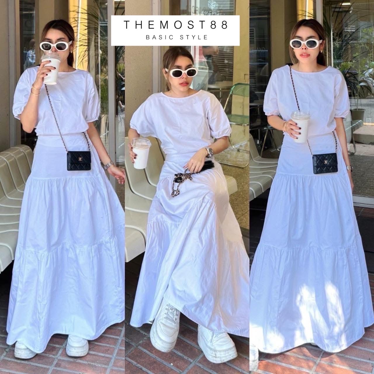 Korea style Muji Set เซทเสื้อคอกลมแขนสั้น แต่งกระดุมคอหลัง ดีเทลจั้มเอวและปลายแขน เพิ่มความเกร๊ด้วยลูกเล่นผูกหลังโชว์สักนิด มาพร้อมกระโปรงยาวแบบต่อชั้นๆ เอวด้านหลังเป็นยางยืด และมีซิปซ้อนด้านข้าง เป็นความลงตัวที่ดีสุดๆ มูจิมูจัย เกาหลีเอยใดมากเทอ แมตส์กับ